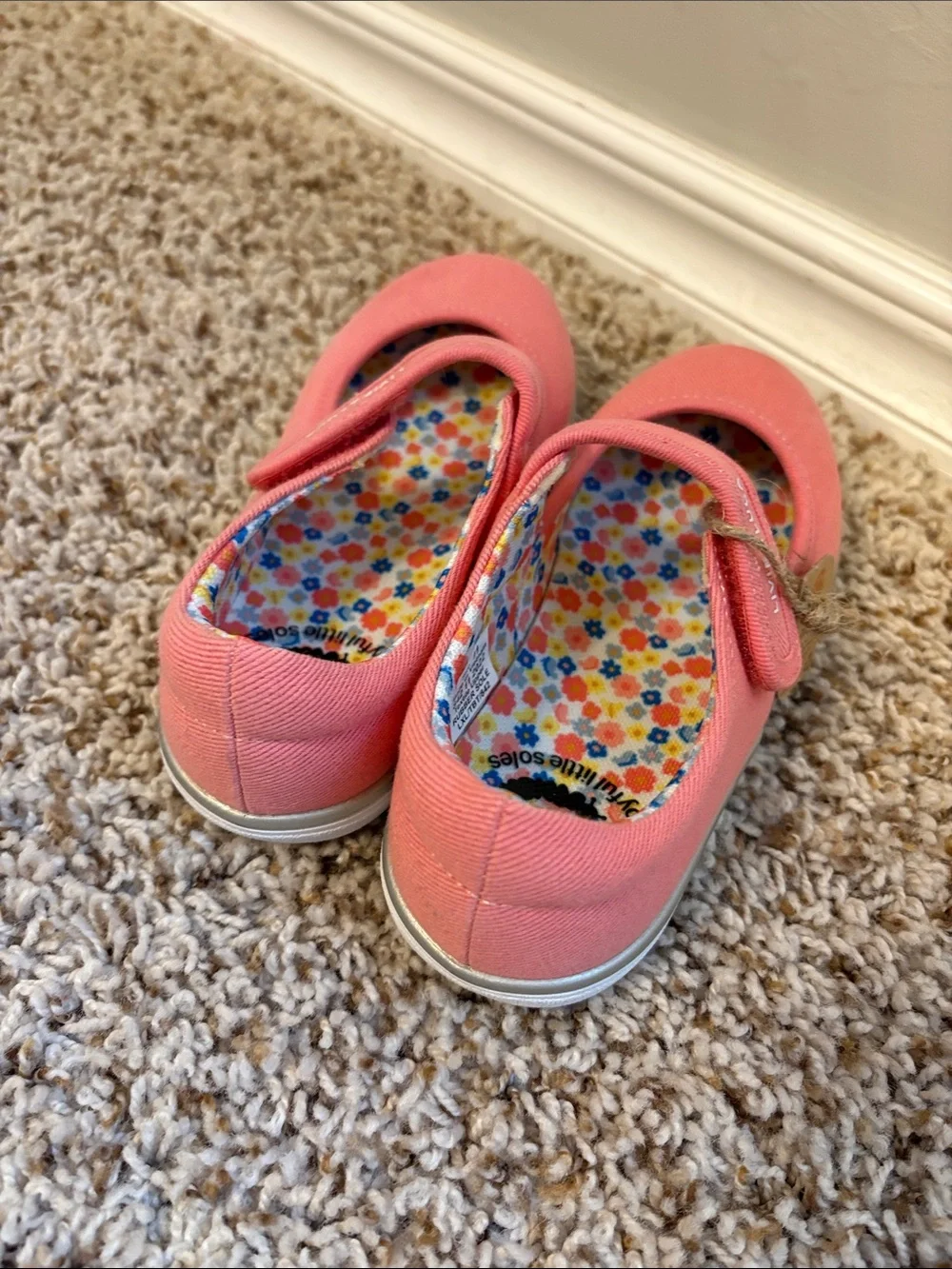 Livie & Luca Girls Coral Pink Mary Jane Canvas Shoes